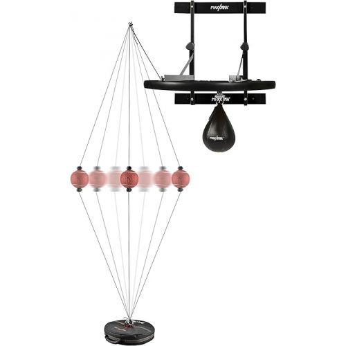  MaxxMMA Heavy Duty Adjustable Speed Bag Platform Training Kit+Speed Punching Ball+Fitness Reaction Ball,Adjustable Wall Mount Fitness Frame Equipment for Home Sports,Adults Boxers,Training,Boxing