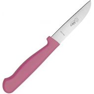 May - Gemuesemesser - Obstmesser - Schalmesser - Kleines Allzweck-Messer fuer die Kueche - gerade Schneide - handgeschliffener Edelstahl - rostfrei - mit pinkfarbenem Heft