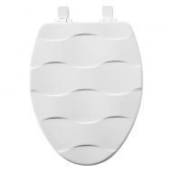 Mayfair Elongated Closed Front Molded Wood Basket Weave Design Toilet Seat with Whisper Close