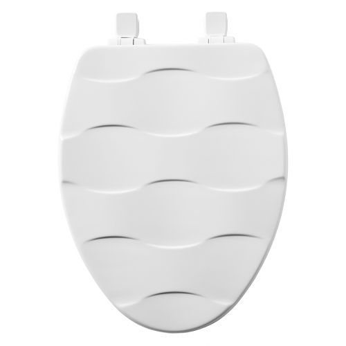  Mayfair Elongated Closed Front Molded Wood Basket Weave Design Toilet Seat with Whisper Close