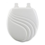 Mayfair Round Swirl Molded Wood Toilet Seat in White with Easy Clean & Change Hinge