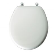 Mayfair Round White Molded Wood Toilet Seat with Chrome Hinge