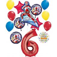 Mayflower Products Power Rangers Party Supplies 6th Birthday Unleash the Power Balloon Bouquet Decorations Red Number 6