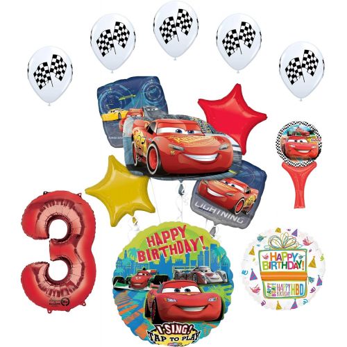  Mayflower Products Cars Lightning McQueen 3rd Birthday Party Supplies Sing A Tune Balloon Bouquet Decorations
