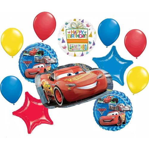  Mayflower Products Disney Cars Party Supplies Lightning McQueen Birthday Balloon Bouquet Decorations 12 pieces