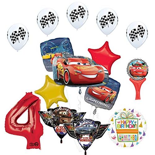  Mayflower Products Cars Lightning McQueen and Friends 4th Birthday Party Supplies Balloon Bouquet Decorations