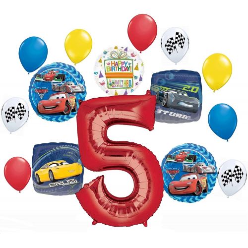 Mayflower Products Disney Cars Party Supplies Lightning McQueen 5th Birthday Balloon Bouquet Decorations 15 pieces