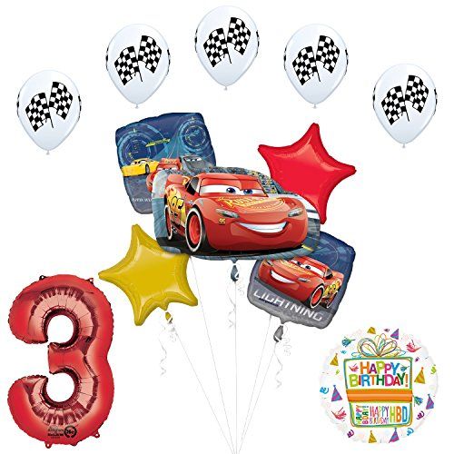  Mayflower Products Disney Cars 3 Lightning McQueen 3rd Birthday Party Supplies and Balloon Decorations