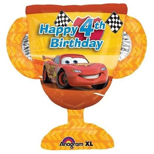  Mayflower Products Disney Cars Party Supplies Lightning McQueen 4th Birthday Trophy Balloon Bouquet Decorations 15 pieces