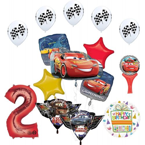  Mayflower Products Cars Lightning McQueen and Friends 2nd Birthday Party Supplies Balloon Bouquet Decorations