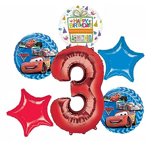  Mayflower Products Disney Cars Party Supplies Lightning McQueen 3rd Birthday Balloon Bouquet Decorations