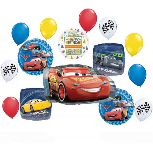  Mayflower Products Disney Cars Party Supplies Lightning McQueen Birthday Balloon Bouquet Decorations 15 pieces