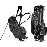 Mayjooy Golf Stand Bag, Lightweight Golf Carry Bag w/6 Way Top Dividers & Padded Ergonomic Dual Straps, Portable Golf Carry Organizer w/7 Pockets for Men & Women