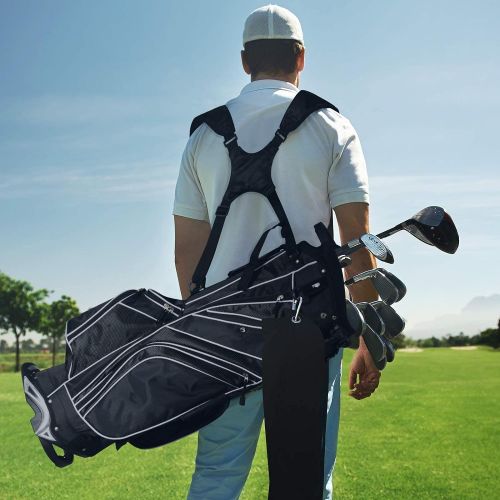  Mayjooy Golf Stand Bag, Lightweight Golf Carry Bag w/6 Way Top Dividers & Padded Ergonomic Dual Straps, Portable Golf Carry Organizer w/7 Pockets for Men & Women