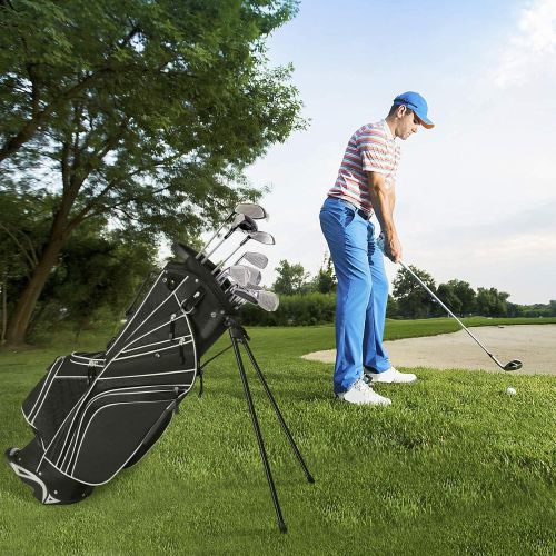  Mayjooy Golf Stand Bag, Lightweight Golf Carry Bag w/6 Way Top Dividers & Padded Ergonomic Dual Straps, Portable Golf Carry Organizer w/7 Pockets for Men & Women