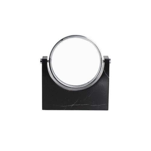  Maykke MAYKKE Jacqueline Marble Table Mirror Round Authentic Nero Marquina Marble Stand for Bathroom, Vanity, Desk, Dresser Modern, Minimalist, Contemporary Room Dcor and Gift Black, YOA