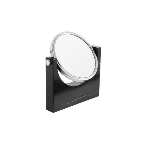  Maykke MAYKKE Jacqueline Marble Table Mirror Round Authentic Nero Marquina Marble Stand for Bathroom, Vanity, Desk, Dresser Modern, Minimalist, Contemporary Room Dcor and Gift Black, YOA