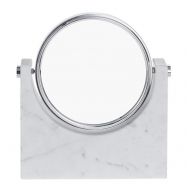 Maykke MAYKKE Jacqueline Round Marble Vanity Mirror | Authentic Italian Carrara White Cosmetic Makeup Stand for Bathroom, Desk, Dresser with Dual Magnification | Modern & Contemporary Roo