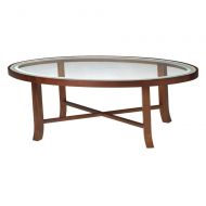 Mayline Group Mayline M106CSCR Illusion Oval Glass Top Coffee Table 48W x 24D x 16H, Bourbon Cherry Veneer