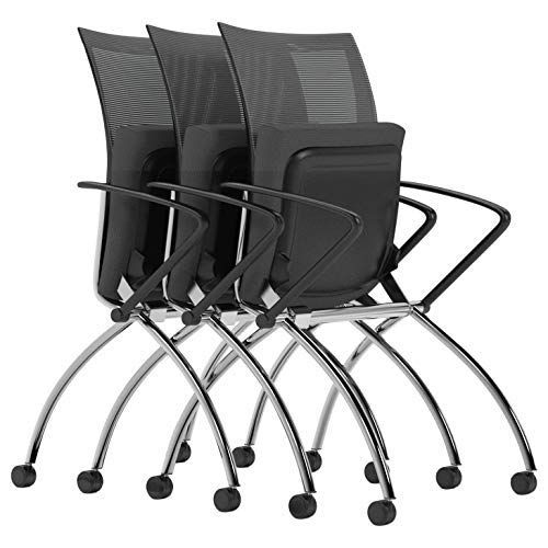  Mayline Group Safco Products Valore High Back Chair with Arms TSH1BB, Black, Reclining Mesh Back, Fabric Seat, Compact Nesting Storage (Qty. 2)
