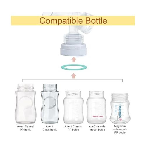  Maymom Conversion Kit Compatible with Medela Breast Pumps (Selected) to be Compatible with Avent Classic Bottles, Avant Natural PP Bottle and speCtra Wide-mouth Bottles Thread Changer; w Sealing Rings