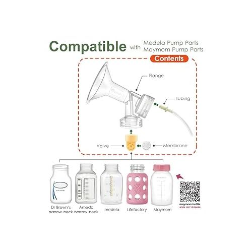  Maymom Breast Pump Kit Compatible with Medela Pump in Style Advanced Breast Pumps;2 Breastshields (one-piece, 24mm), 4 Valve, 6 Membrane, & 2 Pump-in-Style Tubing Can Replace Medela Pumpin Style Valve