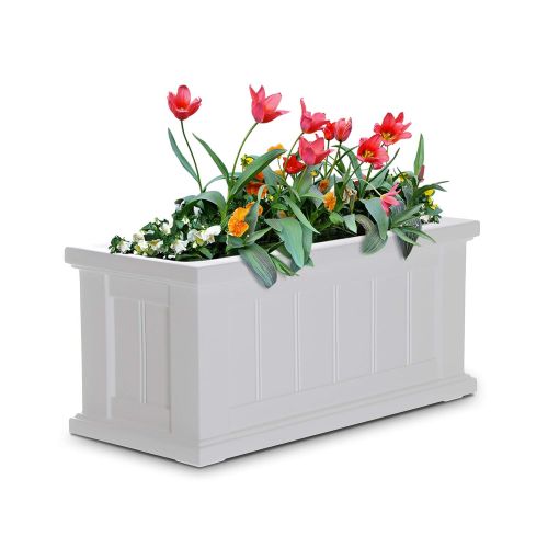  Mayne 4839-W Cape Cod Patio 24x11 White Polyethylene Planter, 24 x 11,