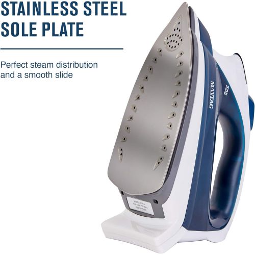  [아마존베스트]Maytag Speed Heat Steam Iron & Vertical Steamer with Stainless Steel Sole Plate, Self Cleaning Function + Thermostat Dial, M200 Blue