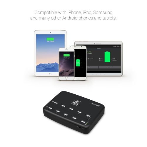  Mbeat mbeat Gorilla Power 10-Port 60W USB Charging Station for Apple iPhone 66 Plus, iPad, Android Phone and All Tablets