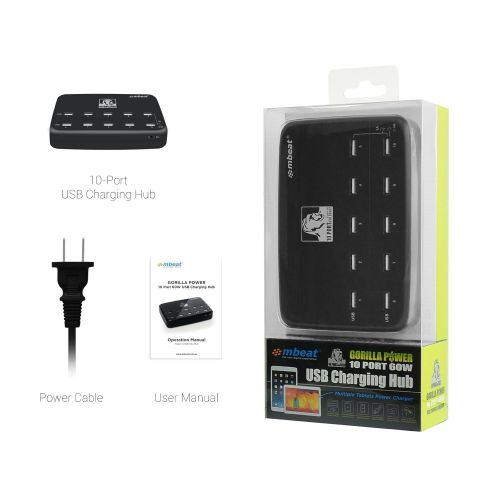  Mbeat mbeat Gorilla Power 10-Port 60W USB Charging Station for Apple iPhone 66 Plus, iPad, Android Phone and All Tablets