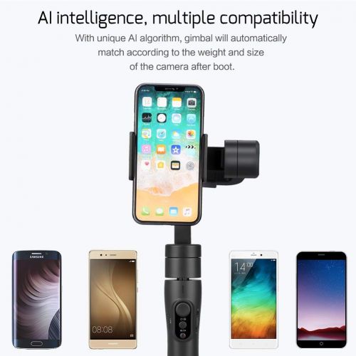  Mbuynow Feiyu Vimble 2 Smartphones Gimbal Stabilizer, 3-Axis Handheld Gimbal for iPhone Xs Max Xr X 8 Plus 7 6 SE Android Smartphone Samsung Galaxy S9+ S9 S8+ S8 S7 S (Gray)