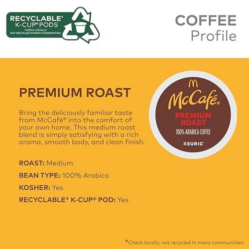  McCafe Premium Roast Coffee, Keurig Single Serve K-Cup Pods, Medium Roast, 24 Count (Pack of 4)