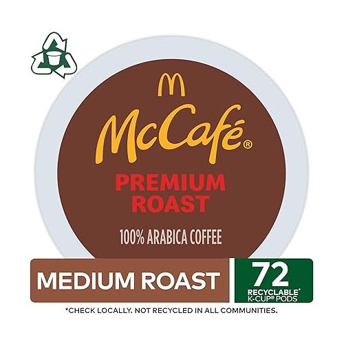  McCafe Premium Roast Coffee, Single Serve Keurig K-Cup Pods, Medium Roast, 72 Count (6 Packs of 12)