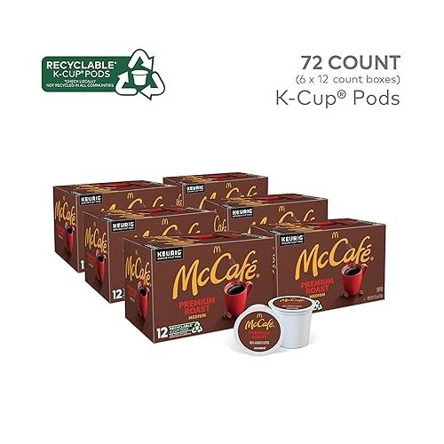  McCafe Premium Roast Coffee, Single Serve Keurig K-Cup Pods, Medium Roast, 72 Count (6 Packs of 12)