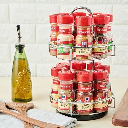  McCormick Two Tier Chrome 16 Piece Spice Rack Organizer with Spices Included, 26.09 oz