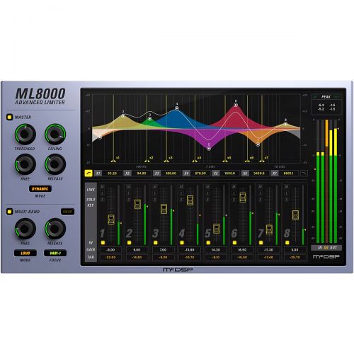  McDSP},description:The ML8000 Advanced Limiter is the next generation of limiter technology, using two completely separate stages of processing for significantly improved peak leve