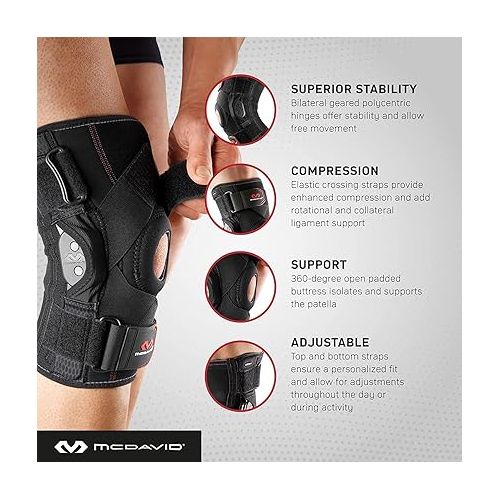  McDavid Maximum Support Knee Brace with Hinges (429X). Compression and Stability Straps for ACL, LCL, Arthritis, Tendonitis, MCL, Patella. Left and Right. Men and Women.