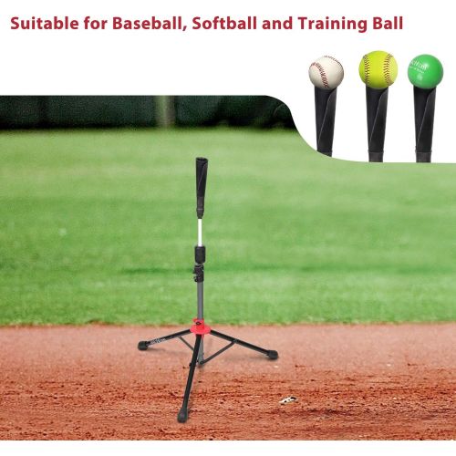  McHom Baseball & Softball Batting Tee - Hitting Travel Tee Adjustable Height Portable & Collapsible Tripod Base