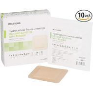 McKesson Hydrocellular Foam Dressings, Sterile, Silicone Adhesive with Border, Dimension 4 in x 4 in, Pad 3 in x 3 in, 10 Count, 1 Pack