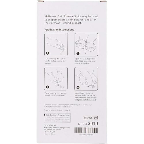  McKesson Skin Closure Strips, Sterile, Reinforced, 1/2 in x 4 in, 50 Count