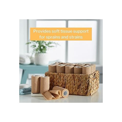  McKesson Elastic Cohesive Bandages, Beige, Non-Sterile, 4 in x 5 yds, 1 Count, 18 Packs, 18 Total