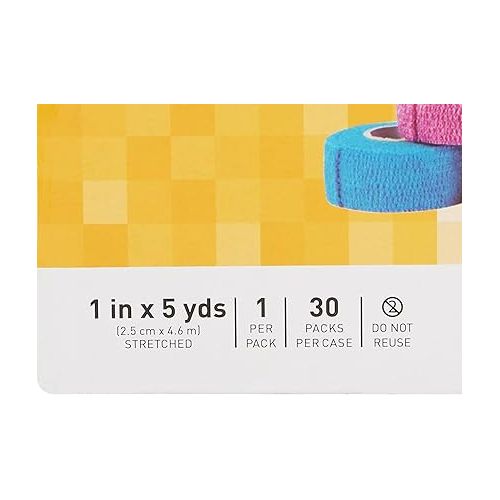  McKesson Cohesive Bandages, Non-Sterile, Latex-Free, Multi-Color, 1 in x 5 yd, 1 Count, 30 Packs, 30 Total
