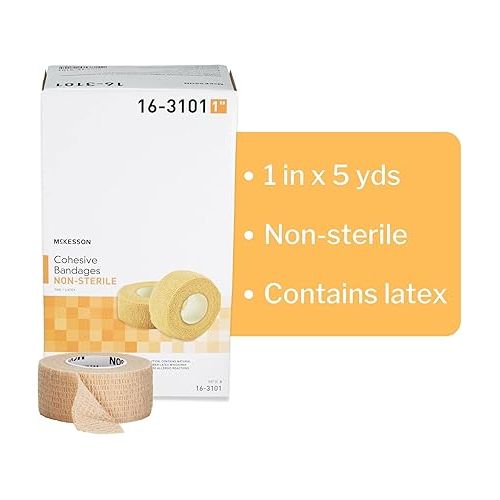  McKesson Non-Sterile Elastic Cohesive Bandage, Tan, 1 in x 5 yds, 1 Count, 30 Packs, 30 Total