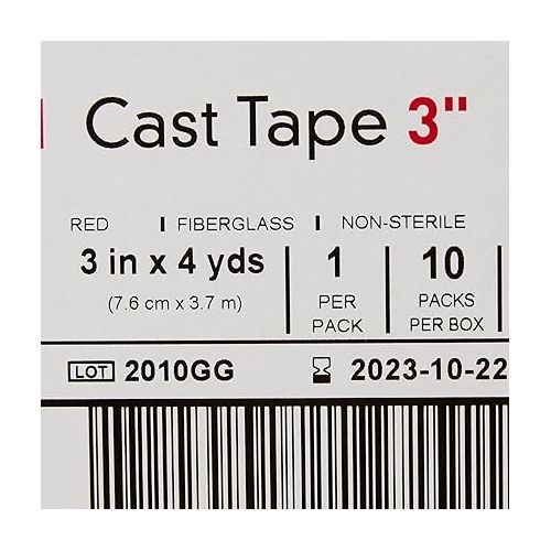  McKesson Cast Tape, Fiberglass, Red, 3 in x 4 yds, 1 Count, 10 Packs, 10 Total