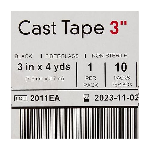  McKesson Cast Tape, Fiberglass, Black, 3 in x 4 yds, 1 Count, 10 Packs, 10 Total