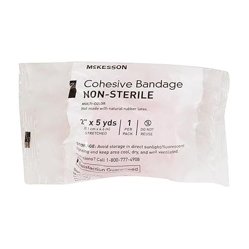  McKesson Elastic Cohesive Bandages, Multi-Color, Non-Sterile, 2 in x 5 yds, 1 Count, 36 Packs, 36 Total