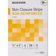 McKesson Skin Closure Strips, Sterile, Non-Reinforced, 1/2 in x 4 in, 50 Count