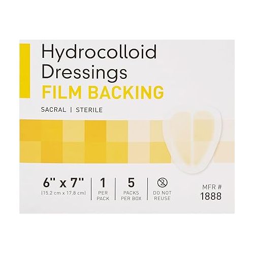  McKesson Hydrocolloid Dressing, Sterile, Sacral, Film Backing, 6 in x 7 in, 5 Count, 1 Pack