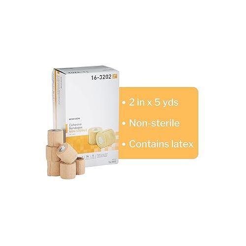  McKesson Cohesive Bandages, Non-Sterile, Contains Latex, 2 in x 5 yds, 1 Count, 36 Packs, 36 Total