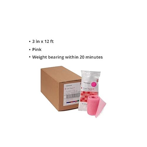  McKesson Cast Tape, Fiberglass, Pink, 3 in x 4 yds, 1 Count, 10 Packs, 10 Total